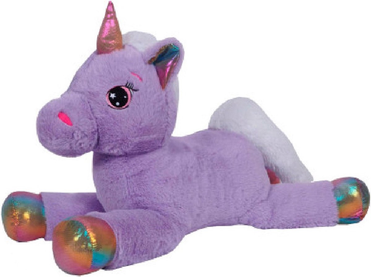 Knuffeldier Eenhoorn Mistica - zachte pluche stof - dieren knuffels - paars - 39 cm