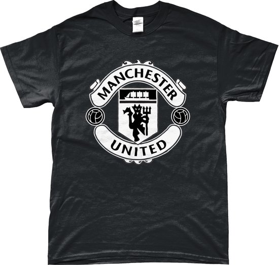 Manchester United Shirt - Logo - T-Shirt - Manchester - UEFA - Champions League - Voetbal - Artikelen - Zwart - Unisex - Regular Fit - Maat M