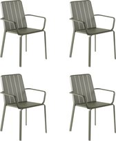 NATERIAL - Set van 4 tuinstoelen IDAHO met armleuningen - 4 x tuinstoel - tuinfauteuil - stapelbaar - stapelbare stoel - aluminium - donkergroen