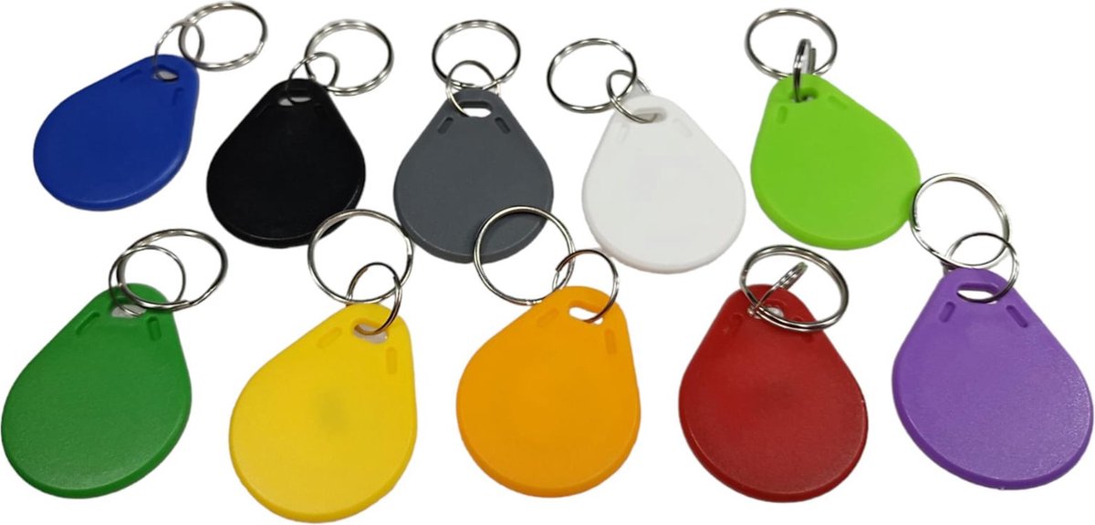 TB 12X Herschrijfbare Keyfob Rfid NFC 13.56Mhz herschrijfbare Fob S50 ISO14443-3A Compatibel met alle NFC lezers schrijvers en 95% van alle huidige telefoon Zeer geschikt voor toegang in elektrische deuren kluizen maar ook als extra beveiliging KLEUR