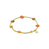Nieuwe Collectie - Biba - Armband - Bloemen - Facet - Oranje