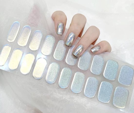 Gel Nail Wraps – Festival Nails Wraps– Gel Nagel Wraps – Gel Nail Stickers – Gel Nagel Folie - UV lamp – Metallic Silver