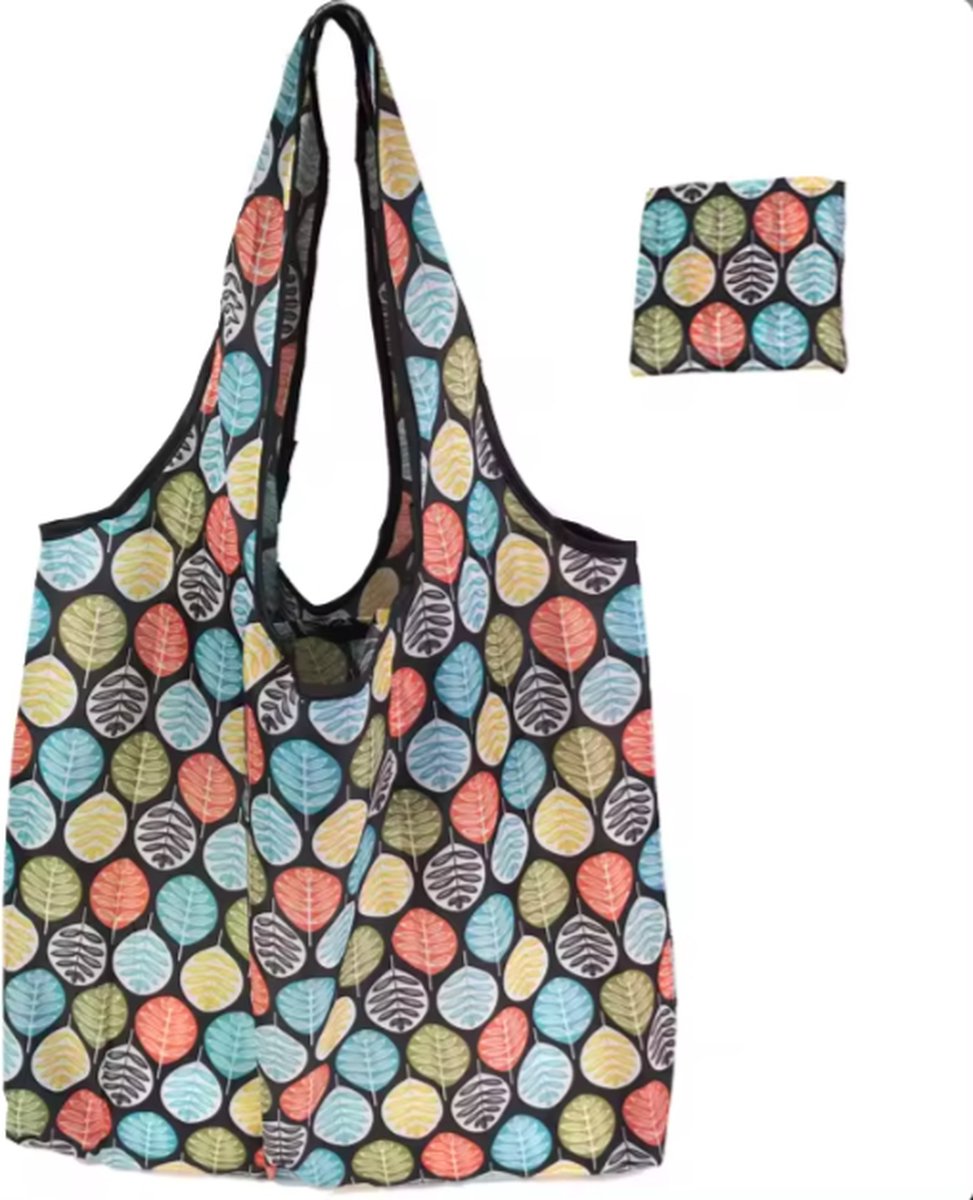 Opvouwbare Polyester Boodschappentas shopper 40x60 cm – Duurzame Herbruikbare Tas Lichtgewicht Met Print in Etui dessin flower mozaik — cadeau in Cadeau-ideeën - foto 2