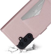 Étui Mobiparts adapté pour Samsung Galaxy A15 - Étui portefeuille/livre - Cuir Eco - Fermeture magnétique - Compartiments de rangement - Rose