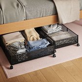 Opbergcontainers voor onder het bed met wielen, opvouwbare opbergorganisatie voor de slaapkamer met handgrepen, opbergbakken voor onder het bed Lade voor kleding, dekens en schoenen, beddengoed (zwart)