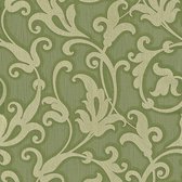 Textiel look behang Profhome 954904-GU textiel behang gestructureerd in textiel look mat groen olijfgroen goud 5,33 m2