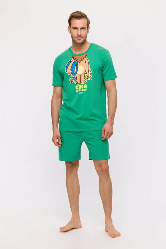 Woody pyjama jongens/heren - groen - leeuw - 241-10-PLE-Z/734 - maat M