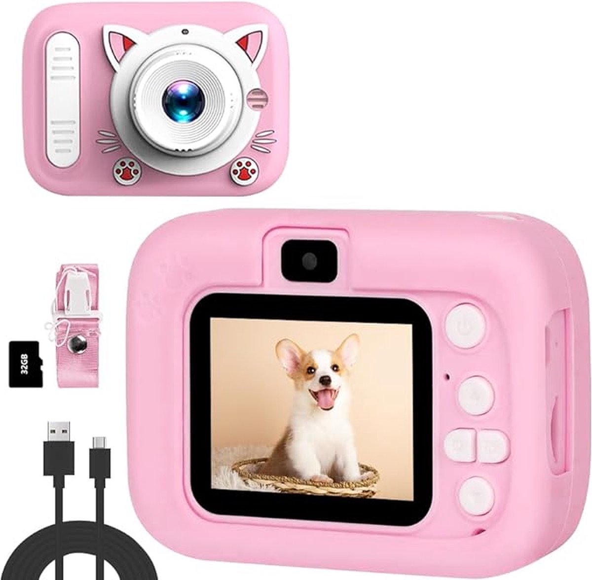 Kindercamera Kinderfototoestel -Kindercamera Kinderfototoestel Digitale Kindercamera 32GB MicroSD Inbegrepen Digitale Kindercamera 32GB MicroSD Inbegrepen