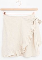 Sissy-Boy - Beige linnen ruffle rok met overslag