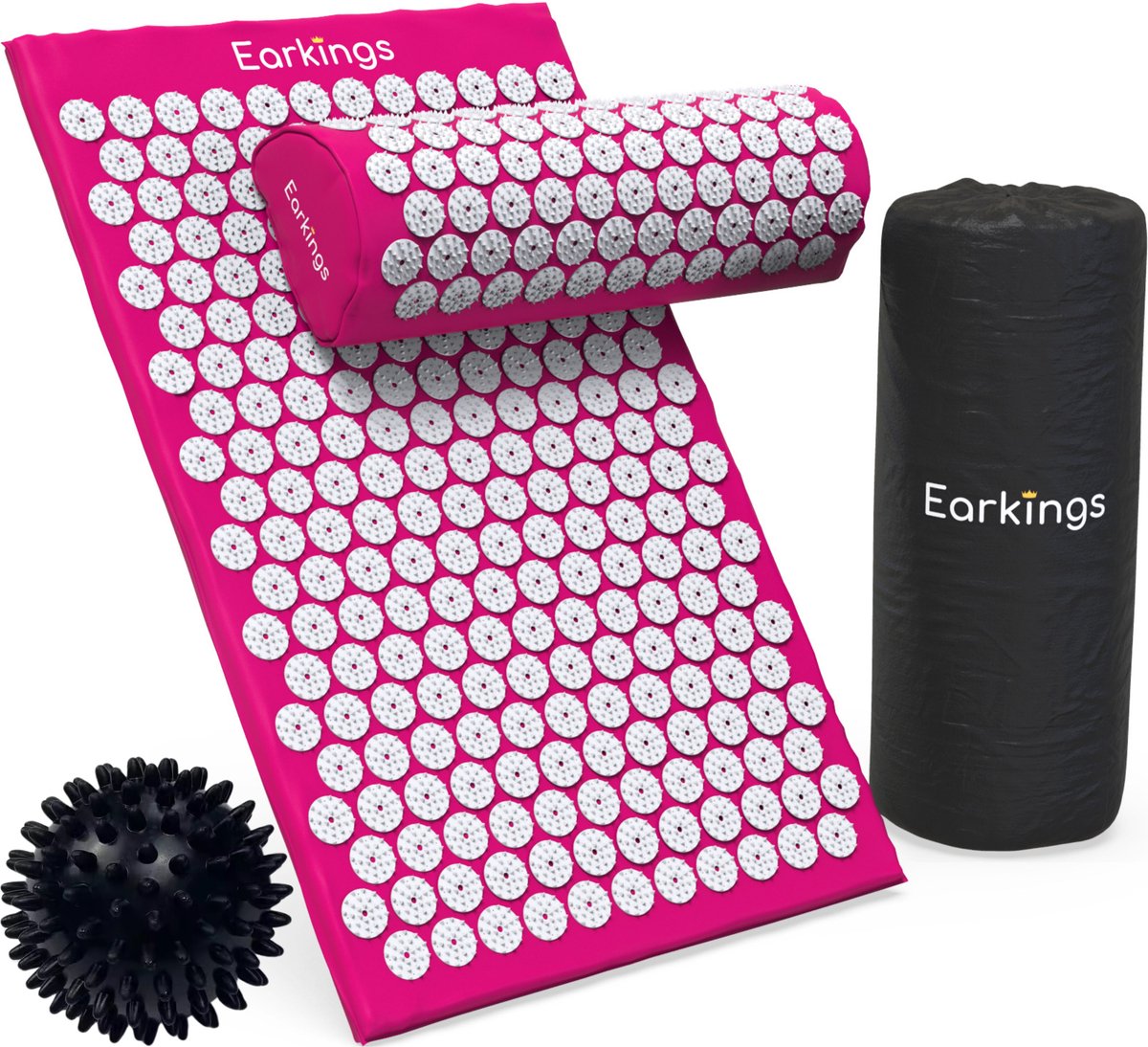 Goedkoopste Spijkermat Acupressuur Mat - Shakti Mat met Massagebal en Draagtas - Massagemat 68x42x2 cm Earkings - Roze