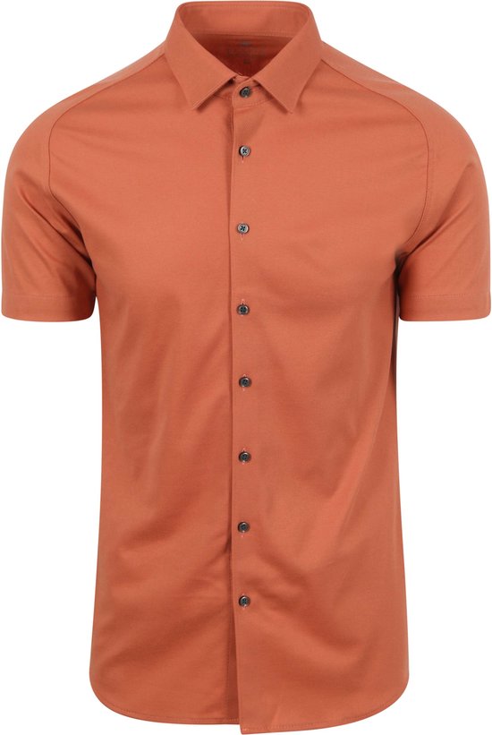 Desoto - Short Sleeve Jersey Overhemd Peach Oranje - Heren - Maat M - Slim-fit
