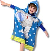 BoefieBoef Astronaut Ruimte BadPoncho - De Perfecte Microvezel Kinderhanddoek met Capuchon voor Peuters en Kleuters (1-6 jaar) - blauw