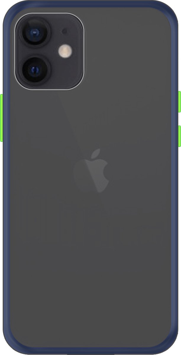 Telefoonglaasje Hoesje Geschikt voor iPhone 11 - TPU randen met PVC achterzijde - Blauw/Transparant - Beschermhoes - Case - Cover