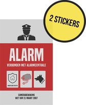 Pictogram/ sticker | "Alarm - Verbonden met alarmcentrale" | 19 x 32 cm | Politie | Cameratoezicht | Camerabewaking Wetgeving maart 2007 | CCTV | Nederlands | Waakhond | Raamsticker | Protection | 2 stuks