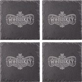 Whisiskey Graniet Onderzetters - 4 Whisky Onderzetters - Onderzetters Voor Glazen - Coasters - Onderzetters Design - Whiskey Glazen - Cadeau voor Man & Vrouw - Cadeau