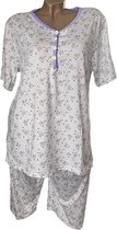 Dames capri pyjamaset 2295 met bloemenprint XXXL wit/paars