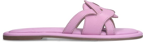 Sacha - Dames - Roze leren slippers - Maat 39