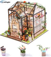 Premium Miniatuur XL bouwpakket-DIY bloemenruimtemodel-Jenny huis-Modelbouw Miniatuur bouwpakket-miniatuur poppenhuis-handgemaakt houten model-Met LED verlichting- 33 x 21 x 5 cm-voor 14 jaar + kinderen