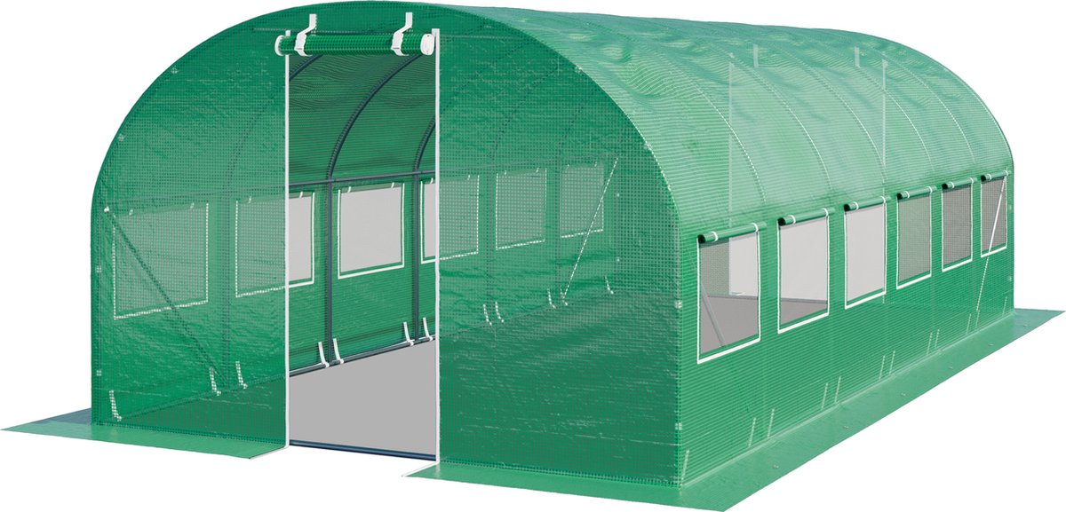 Tunnelkas 3x6m PE-zeil 180g/m² groen transparant