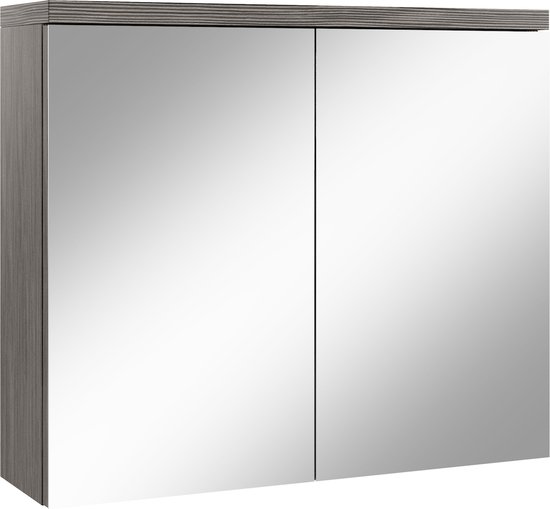 Planetmöbel Spiegelkast badkamer 60 cm wit, badkamerkast met spiegel en ledverlichting, badkamerspiegel met kast