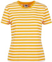 Urban Classics - Regular Striped Dames T-shirt - 3XL - Wit/Oranje