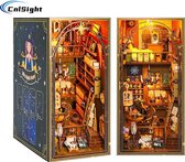 DIY Magic Book Nook Kit- Mira Magisch huis-DIY miniatuur poppen huis- met LED-licht en meubels - doe-het-zelf houten poppenhuis kit -puzzel huis model bouwsets, thuis, boekenplank decor
