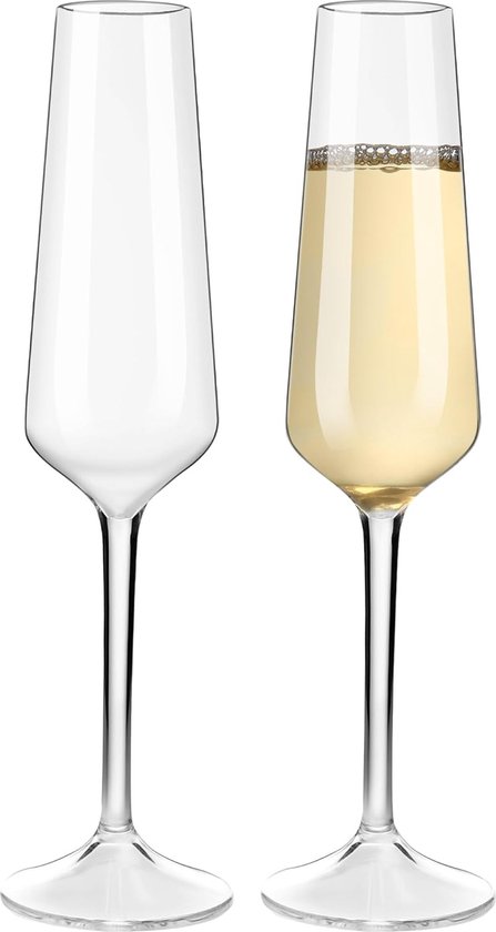 Lot de 2 verres à champagne en plastique Tritan incassables, flûtes à champagne, verres à vin, flûtes à champagne de 224 ml pour les fêtes, passent au lave-vaisselle