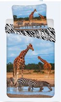 Safari Dekbedovertrek Giraffe & Zebra 140 X 200 Cm 70 X 90 Cm – Katoen