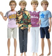 Poppenkleertjes - Geschikt voor Ken - Set van 4 outfits - Broeken, shirts, jas - Cadeauverpakking