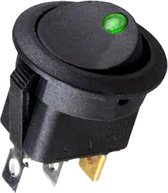 Wipschakelaar ON-OFF - 3-pins - Rond - 12V - Max. 20A - LED indicator - KCD3-12 - Groen