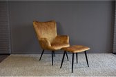 Fauteuil Molly met voetenbank - Cognac | By-Olaf