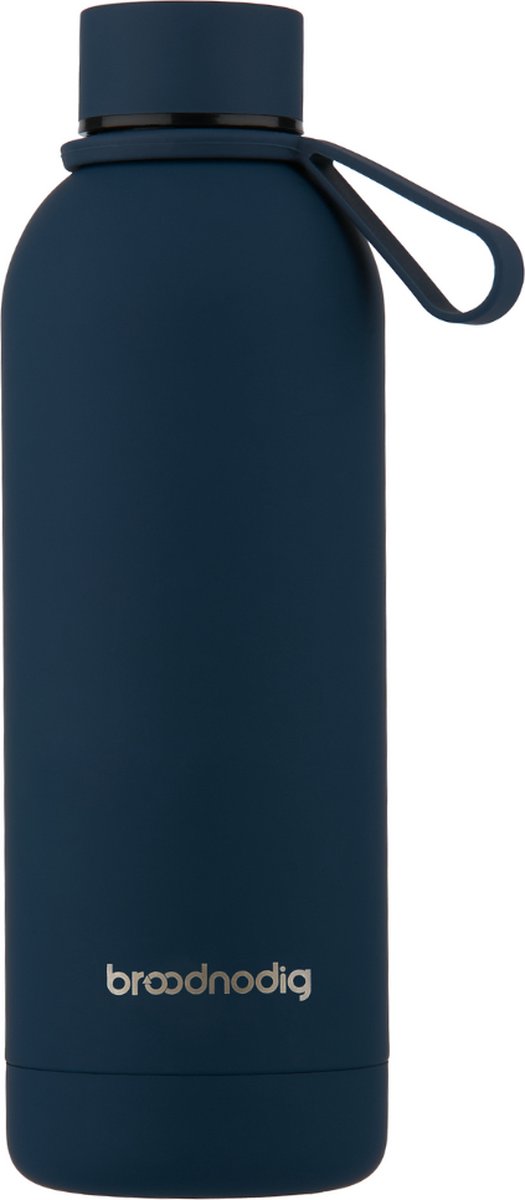 Broodnodig® - Premium RVS Drinkfles - 500ML - RVS Waterfles - Thermosfles - Isoleerfles - Travel Mug - Matte Darkblue