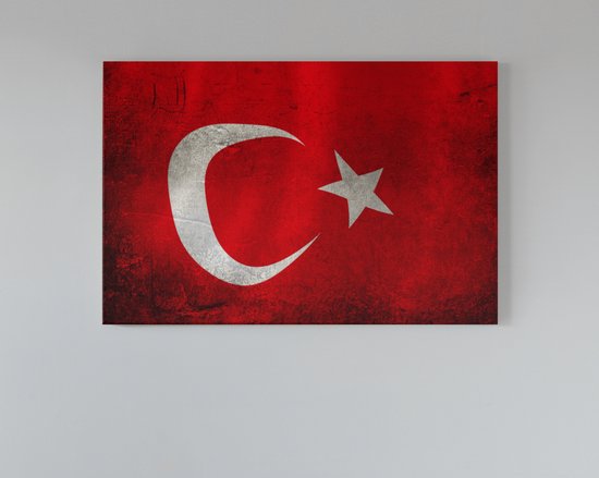 Canvas Schilderij - Turkse Vlag - Modern - Wanddecoratie - 90x60 cm