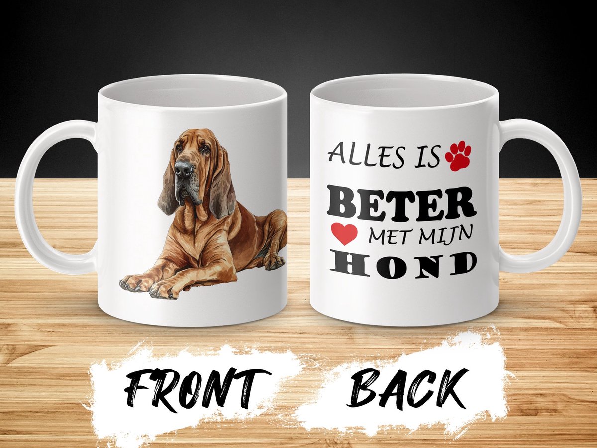 Mok Bloodhound Alles is beter met mijn hond - dog - doglover