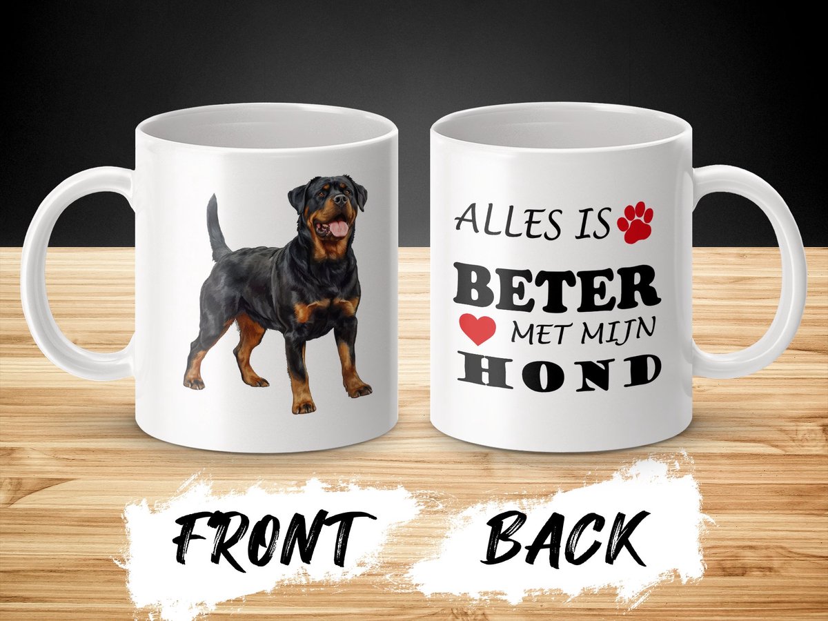 Mok Rottweiler Alles is beter met mijn hond - dog - doglover
