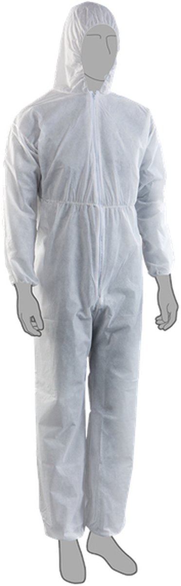 Coverall met kap - extra sterk - Large - wit