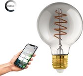 EGLO connect.z Smart LED Lamp -E27 - Ø 8 cm - Smoke - Rookglas - 2000K - Dimbaar - Zigbee