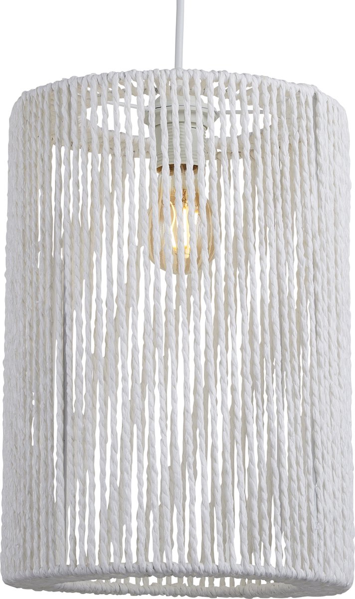Lighto | Hanglamp Rotan Wit Ø28 cm - Plafondlamp - Japandi Lamp - Eetkamer - Slaapkamer - Woonkamer - Aurum