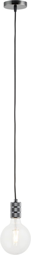 Pendel Zwart Titanium - Inclusief Lichtbron Helder - Retro - 1.5m Snoer - Met Plafondkap