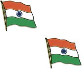 Pin speldje broche - 2x - Vlag India - 20 mm - blazer revers pin - landen decoraties