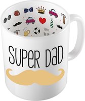 Bellatio Decorations Tasse à café/thé cadeau pour papa - moustache blonde - super papa - 300 ml - Vaderdag