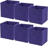 Urban Living Opbergmand/kastmand Square Box - 6x - karton/kunststof - 29 liter - paars - 31 x 31 x 31 cm - Vakkenkast manden