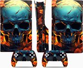 PS5 Disk Slim - Console Skin - Fire Skull - PS5 sticker - 1 console en 2 controller stickers