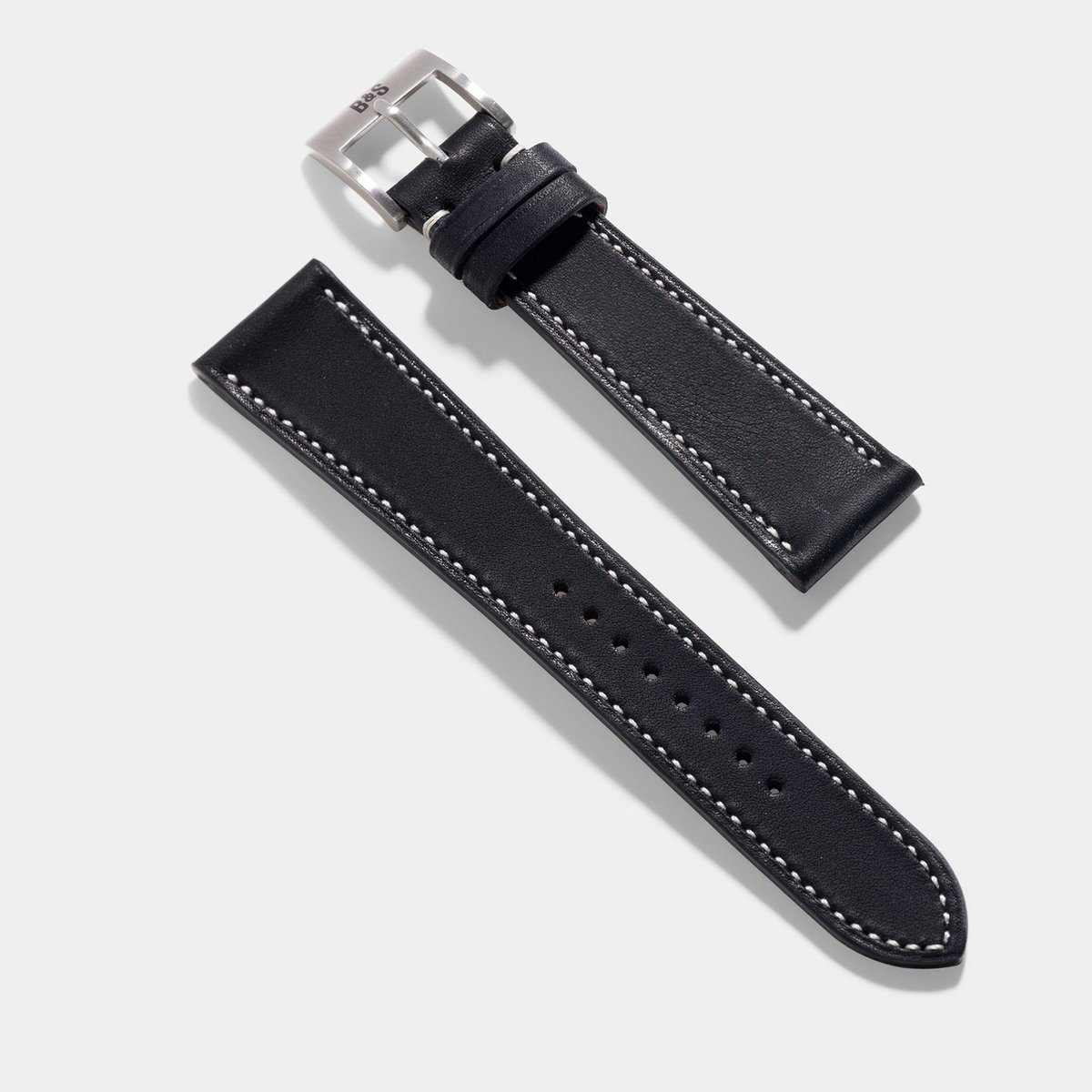 BS Leren Horlogeband Luxury - Barenia Zwart - 20mm