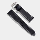 B&S Leren Horlogeband Luxury - Barenia Zwart - 20mm
