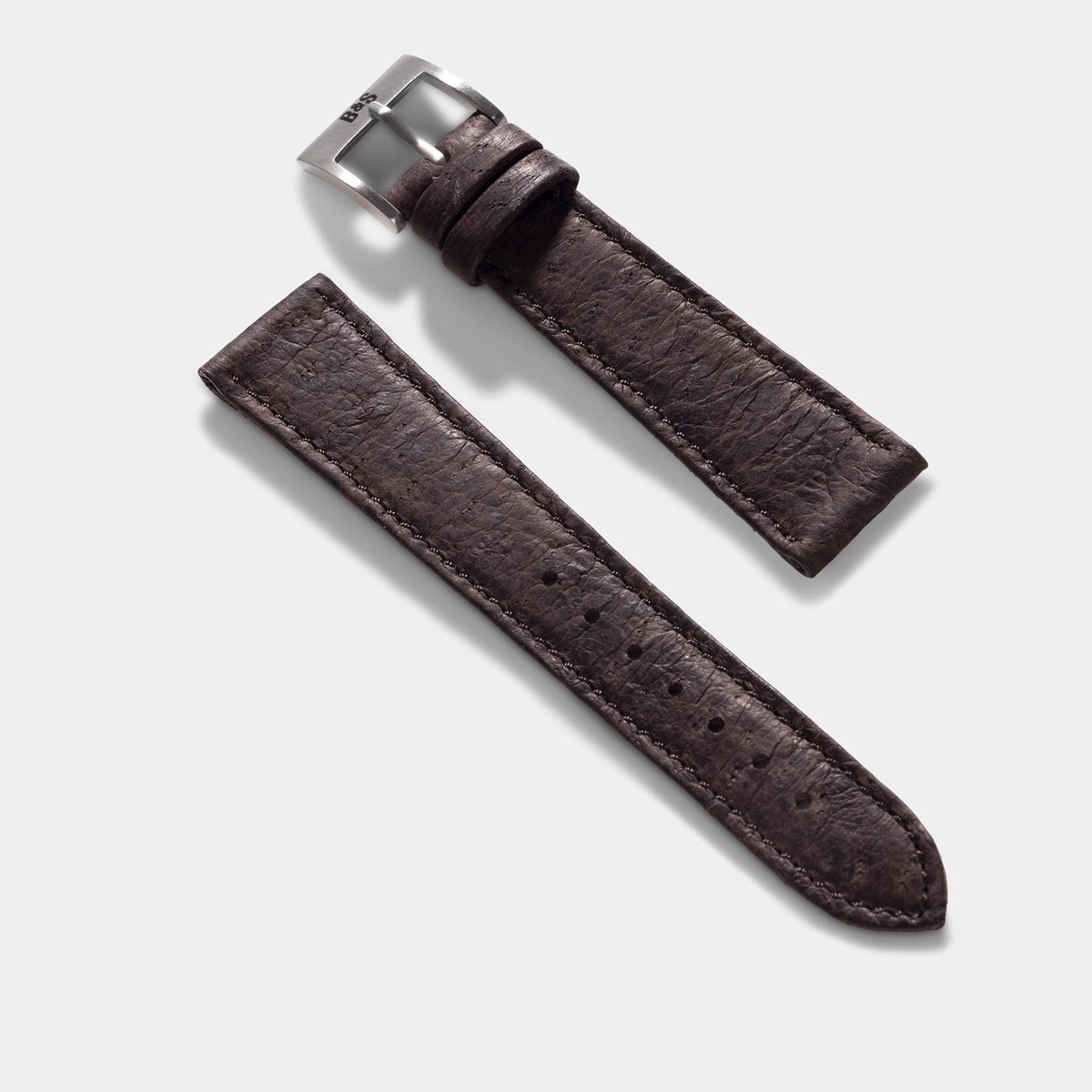 BS Leren Horlogeband Luxury - Slim Peccary Dark Brown - 20mm