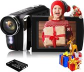 Handycam – Videocamera FHD 1080P 24MP – Vlog Camera Voor Beginners - Filmcamera Met Draaibare Flip-Screen – Vlogcamera Met Anti-Shake-Functie – Zwart