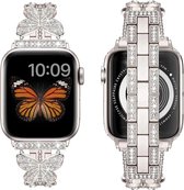 Luxe Diamanten Horloge Band Geschikt Voor Apple Smart Watch horloge Band Armband Ketting Geschikt voor Apple Smart Watch Serie 98765se4321 Super Stevige Vlinder Mode 42mm 44mm 45mm 49mm Zilver