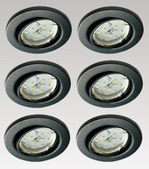 Trango Set van 6 inbouwspots 6729-061MO in antraciet mat draaibaar incl. 6x 5 Watt 3000K warm wit Ultra Flat LED Module, Plafondspots, Plafondlamp, Badkamerlamp