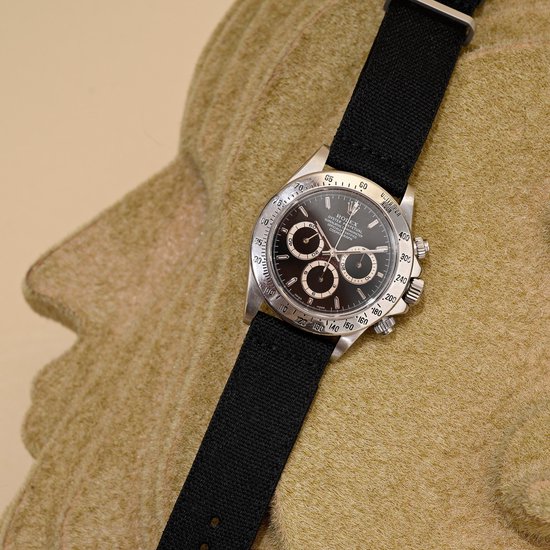 Bracelet de montre en nylon B&S Luxury - Toile Zwart Safari - 20 mm